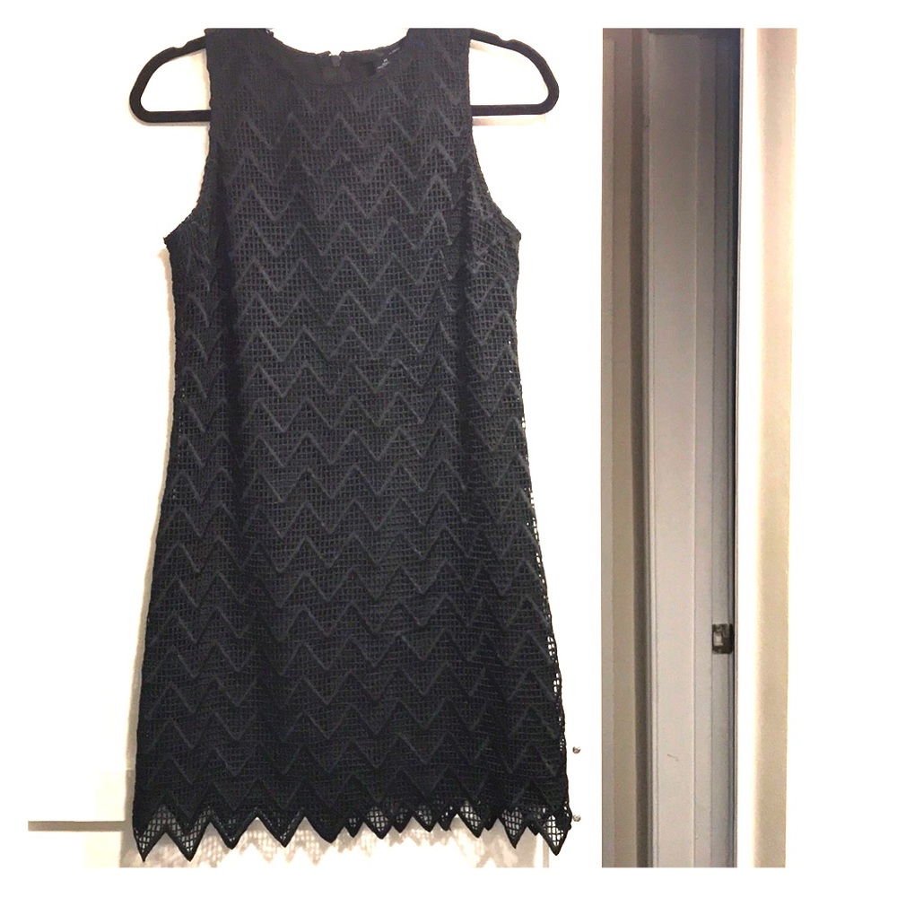 Black chevron lace dress